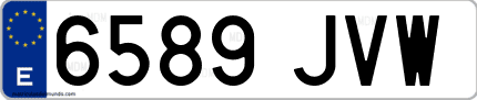 Ejemplo de matrícula de coche ordinaria 6589 JVW