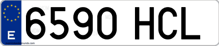 Ejemplo de matrícula de coche ordinaria 6590 HCL