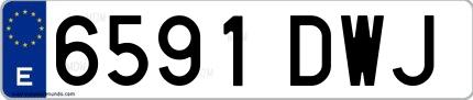 Ejemplo de matrícula española 6591 DWJ