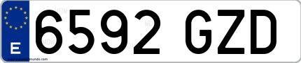 Ejemplo de matrícula española 6592 GZD