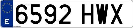 Ejemplo de matrícula española 6592 HWX