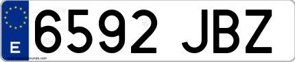 Ejemplo de matrícula española 6592 JBZ