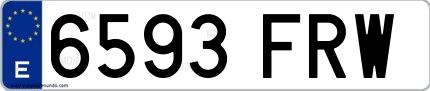 Ejemplo de matrícula española 6593 FRW