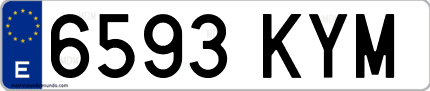 Ejemplo de matrícula de coche ordinaria 6593 KYM