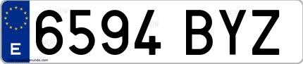 Ejemplo de matrícula española 6594 BYZ