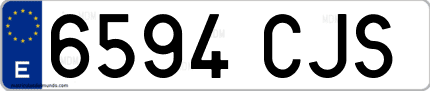 Ejemplo de matrícula de coche ordinaria 6594 CJS