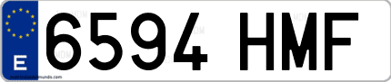 Ejemplo de matrícula de coche ordinaria 6594 HMF