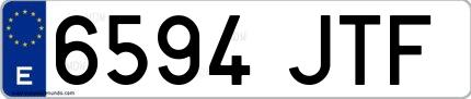 Ejemplo de matrícula española 6594 JTF