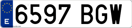 Ejemplo de matrícula de coche ordinaria 6597 BGW