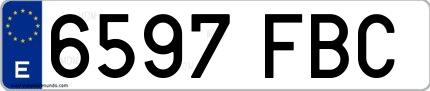 Ejemplo de matrícula española 6597 FBC