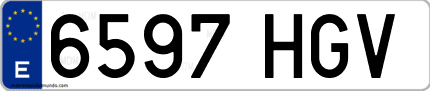 Ejemplo de matrícula de coche ordinaria 6597 HGV