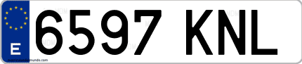 Ejemplo de matrícula de coche ordinaria 6597 KNL