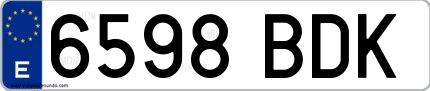 Ejemplo de matrícula española 6598 BDK