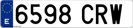 Ejemplo de matrícula española 6598 CRW
