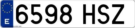 Ejemplo de matrícula española 6598 HSZ