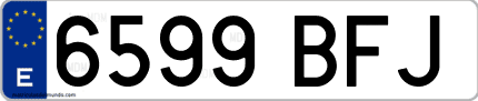 Ejemplo de matrícula de coche ordinaria 6599 BFJ