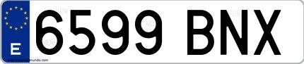 Ejemplo de matrícula española 6599 BNX
