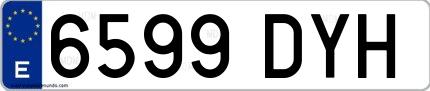 Ejemplo de matrícula española 6599 DYH
