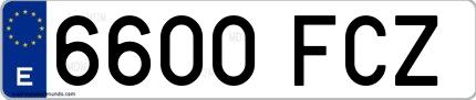 Ejemplo de matrícula española 6600 FCZ