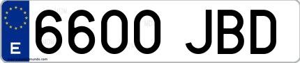 Ejemplo de matrícula española 6600 JBD