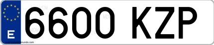 Ejemplo de matrícula española 6600 KZP