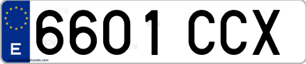 Ejemplo de matrícula de coche ordinaria 6601 CCX