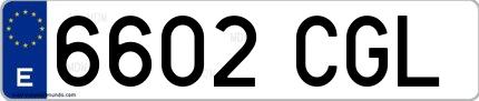Ejemplo de matrícula española 6602 CGL