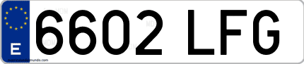 Ejemplo de matrícula de coche ordinaria 6602 LFG
