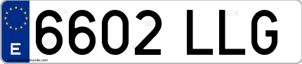 Ejemplo de matrícula de coche ordinaria 6602 LLG