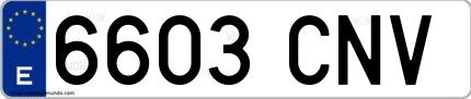 Ejemplo de matrícula española 6603 CNV