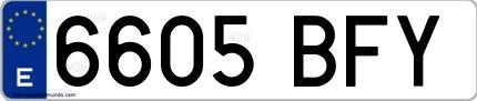 Ejemplo de matrícula española 6605 BFY