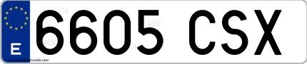 Ejemplo de matrícula española 6605 CSX