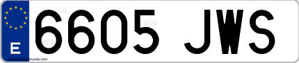 Ejemplo de matrícula de coche ordinaria 6605 JWS