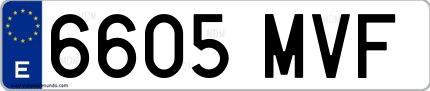 Ejemplo de matrícula española 6605 MVF