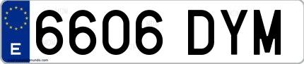 Ejemplo de matrícula española 6606 DYM