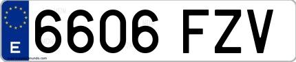 Ejemplo de matrícula española 6606 FZV