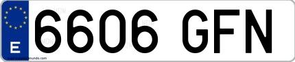 Ejemplo de matrícula española 6606 GFN