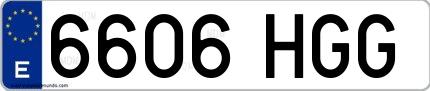 Ejemplo de matrícula española 6606 HGG