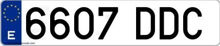 Ejemplo de matrícula española 6607 DDC