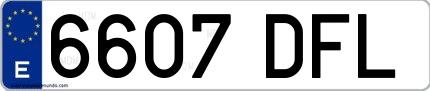 Ejemplo de matrícula española 6607 DFL