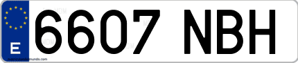 Ejemplo de matrícula de coche ordinaria 6607 NBH