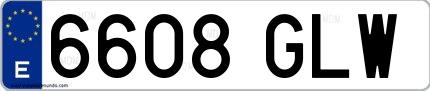 Ejemplo de matrícula española 6608 GLW
