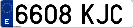 Ejemplo de matrícula de coche ordinaria 6608 KJC