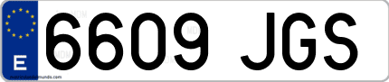 Ejemplo de matrícula de coche ordinaria 6609 JGS