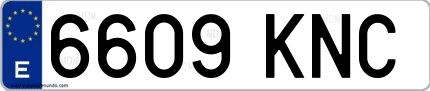 Ejemplo de matrícula española 6609 KNC