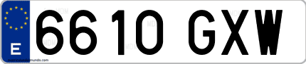 Ejemplo de matrícula de coche ordinaria 6610 GXW