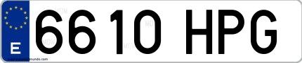 Ejemplo de matrícula española 6610 HPG