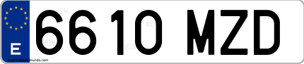 Ejemplo de matrícula de coche ordinaria 6610 MZD