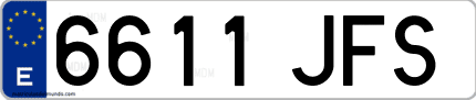 Ejemplo de matrícula de coche ordinaria 6611 JFS