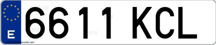 Ejemplo de matrícula española 6611 KCL